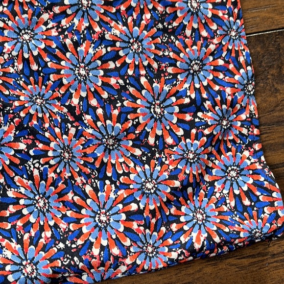 Promod Blue/Red Floral One Shoulder Ruffle Front Dress - Picture 4 of 11